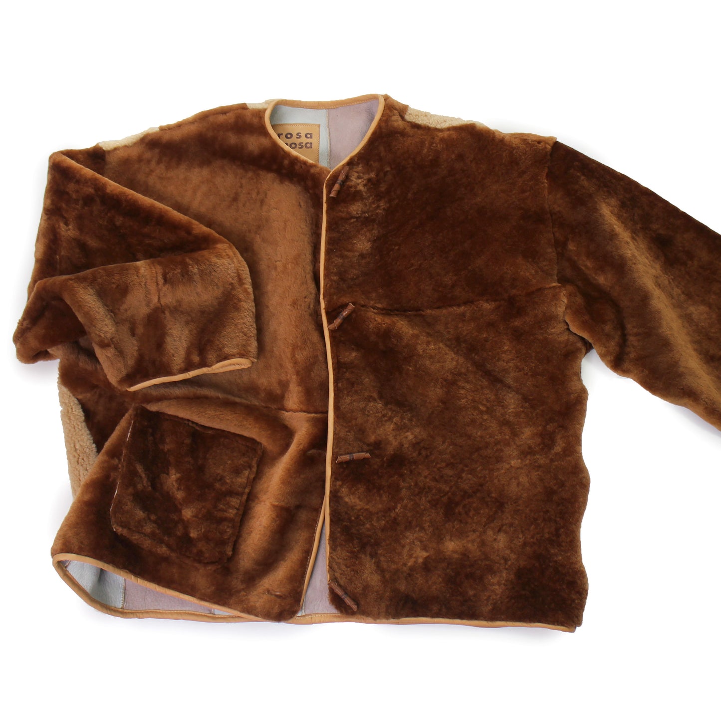 Jacket ELARA + Reversible Shearling Striped Jacket + Cuoio Miele