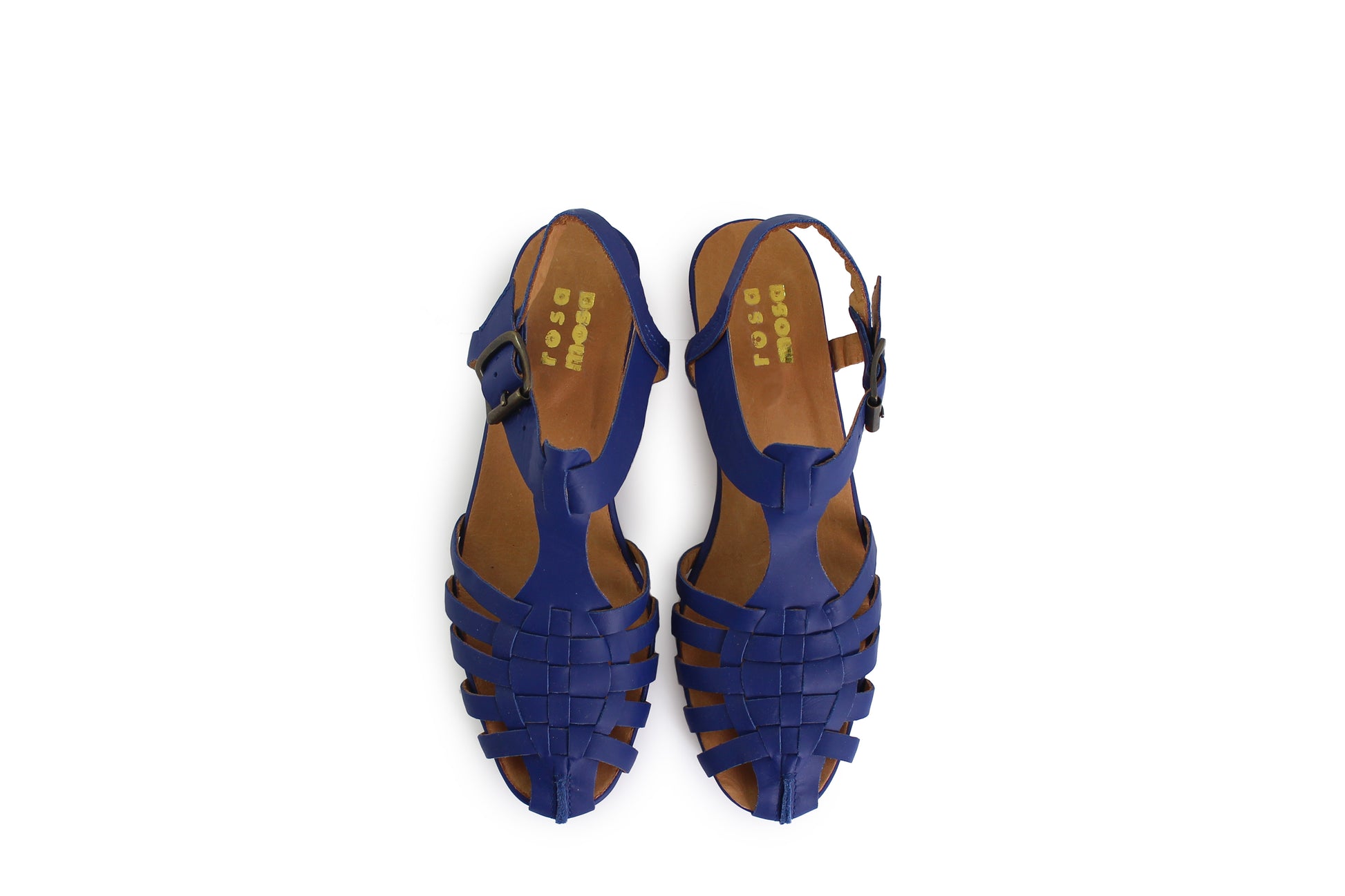 rosamosa weaved blue leather strap sandal 