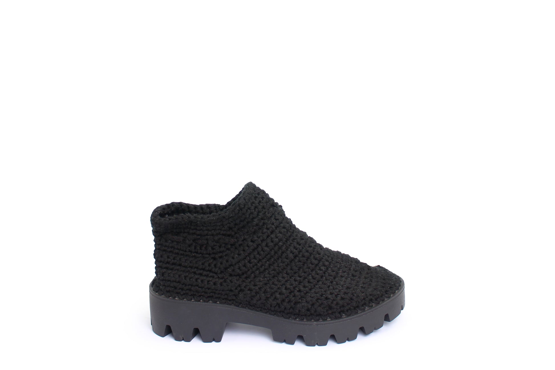 rosamosa knitted black cotton ankle high boots 