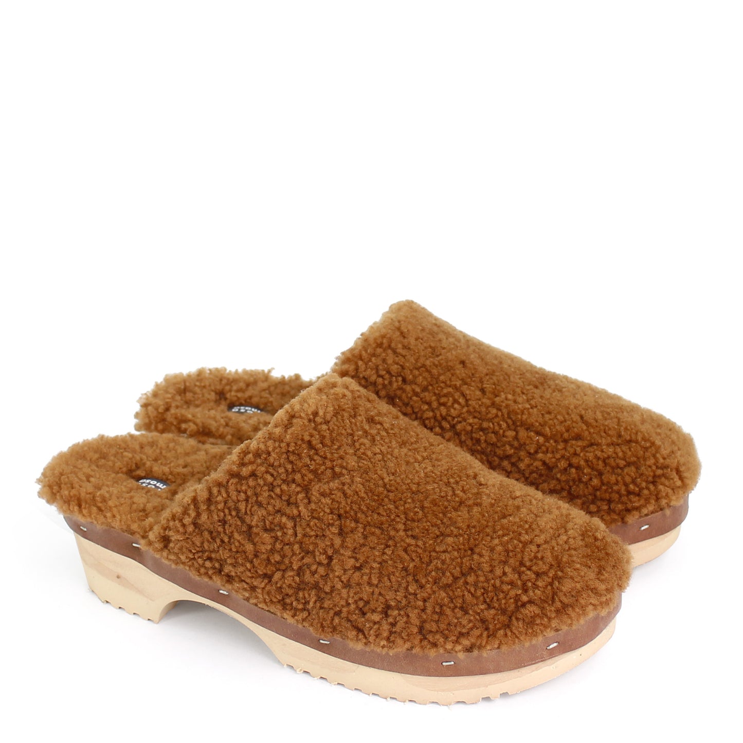 PANTO FULLY + Shearling Clog Shoes + Curly Teddy Brown