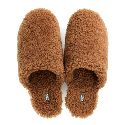 PANTO FULLY + Shearling Clog Shoes + Curly Teddy Brown
