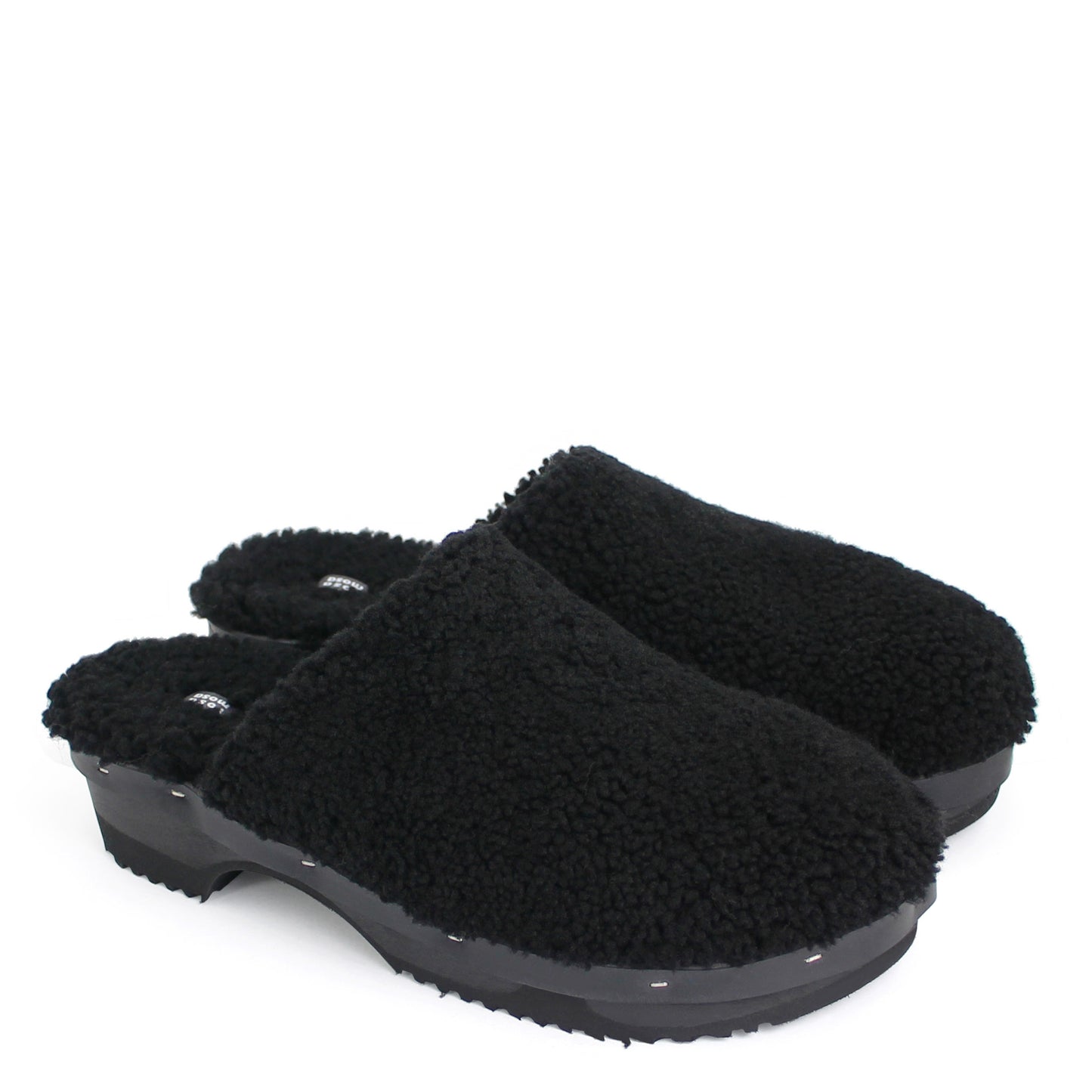 PANTO FULLY + Shearling Dark Clog Shoes + Black