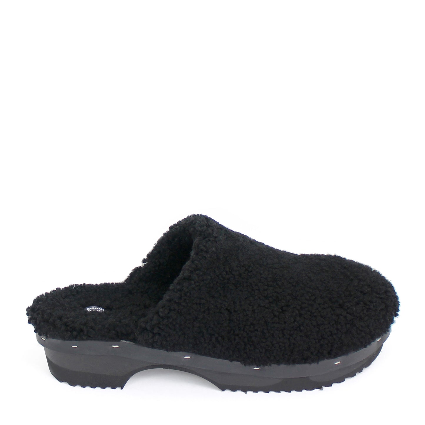 PANTO FULLY + Shearling Dark Clog Shoes + Black