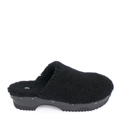 PANTO FULLY + Shearling Dark Clog Shoes + Black