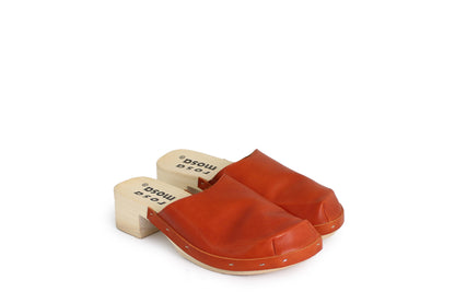 rosamosa rocco fieno leather natural wooden clog