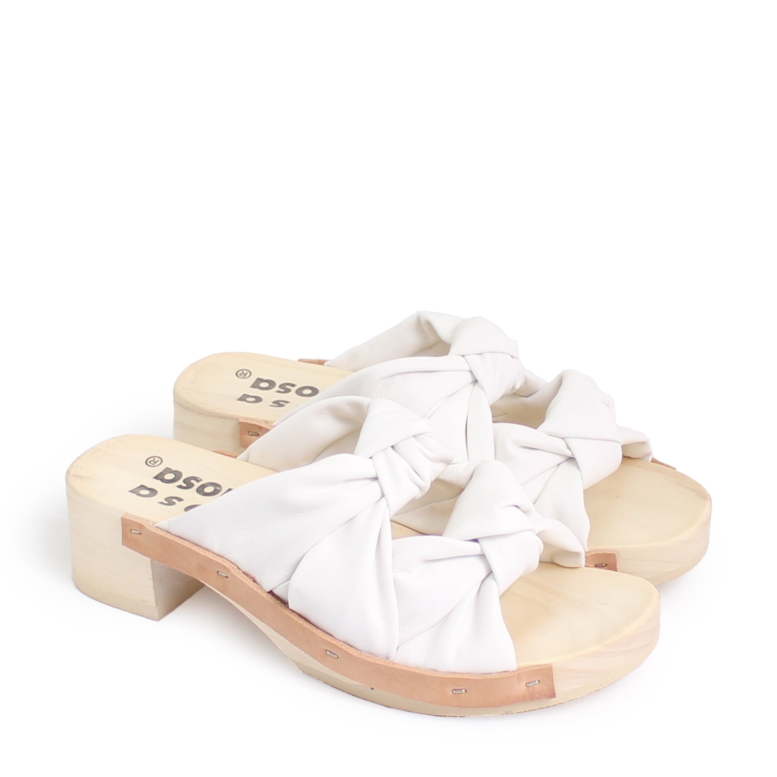 ROCCO X KNOT + Leather Clogs Sandals + White – rosa mosa