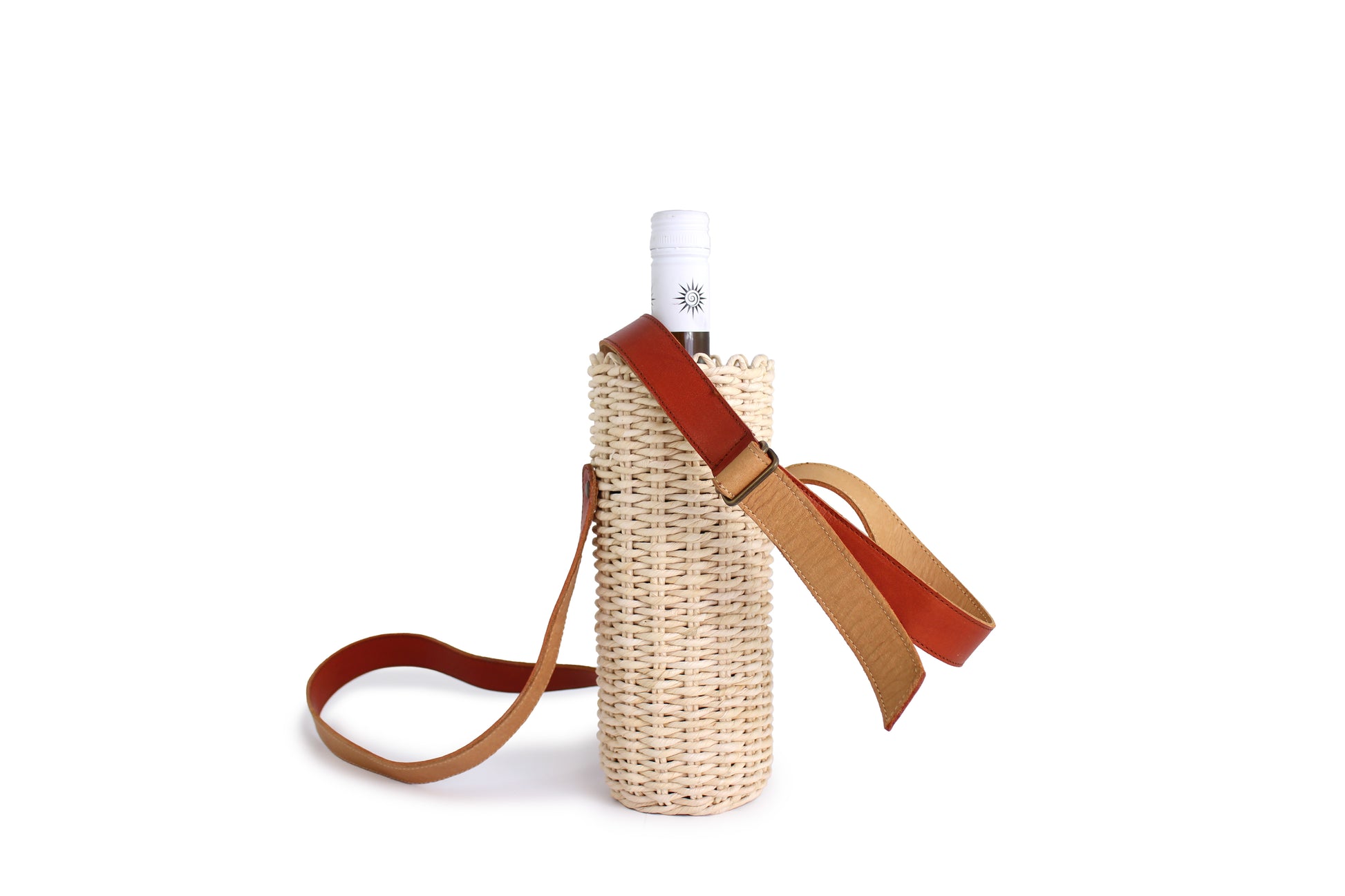 rosamosa cornleaf handwoven fieno leather bottle bag