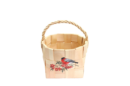 rosamosa wooden shopper bag hand painted red bird 