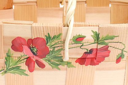 rosamosa wooden shopper bag hand painted red poppy flower 