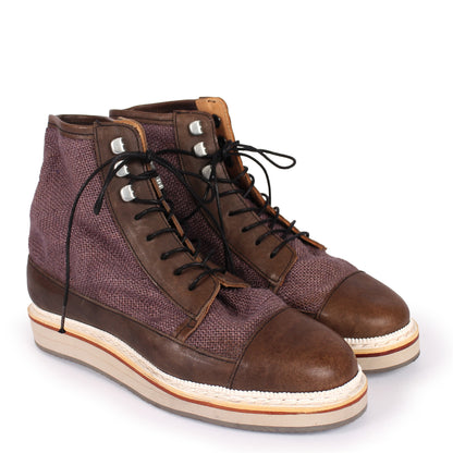 ATLAS HIGH + Leather Jute Sneakers + Purple