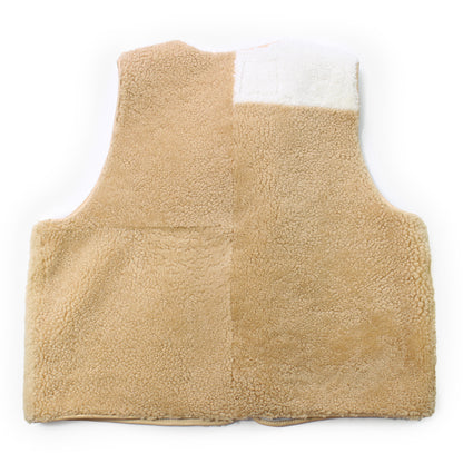 BIG BUTTON VEST + Cotton Balls/ Shearling + Beige Off-White