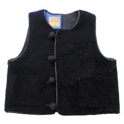BIG BUTTON VEST + Cotton Balls/ Shearling + Black Blue