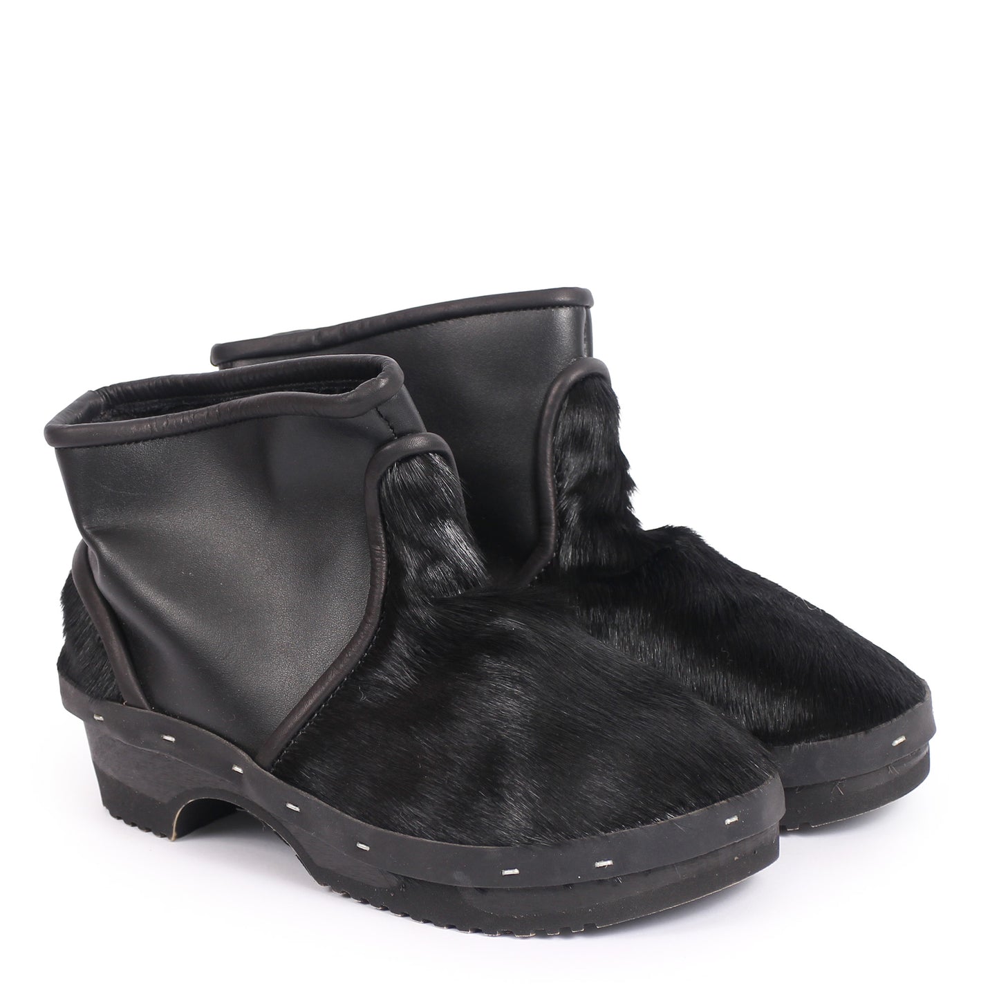 BON BOOT LOW Mucca + Leather Dark Clog Ankle Boots +All  Black