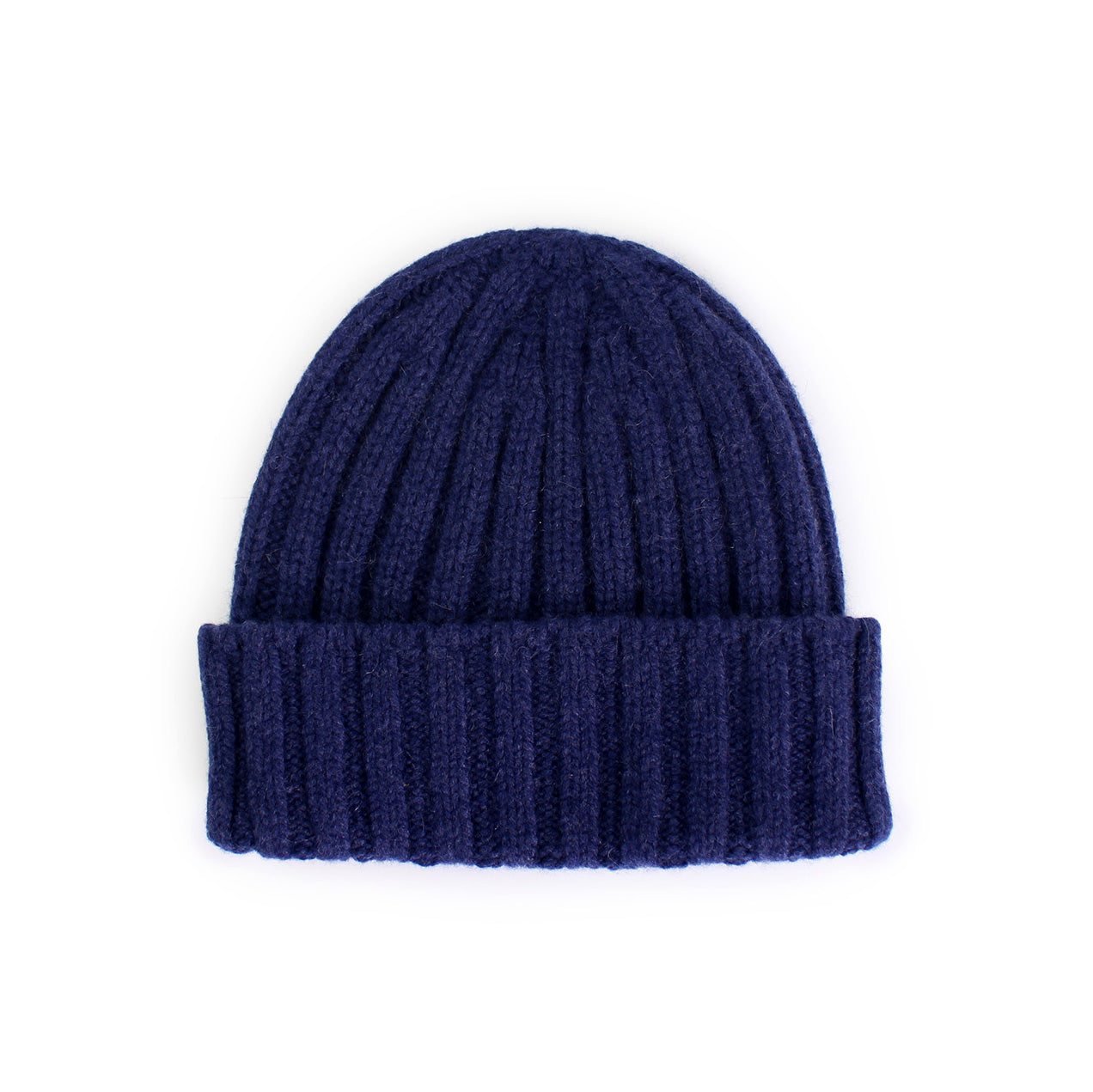 CÂBLEAMI 2x2 rib cap + 100% Cashmere Beanie hat + navy