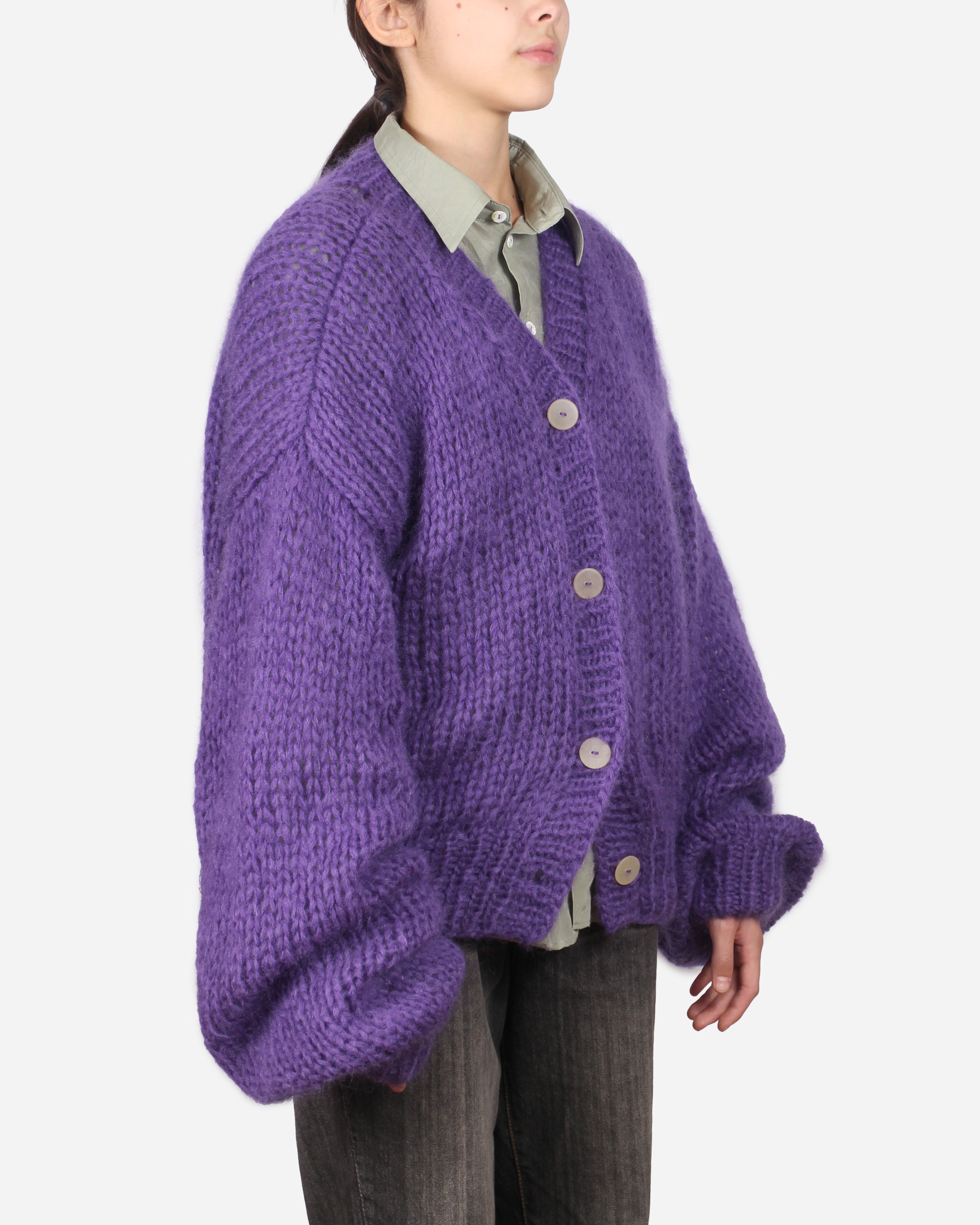 Unisex Hand Knit Mohair Cardigan + Purple – rosa mosa