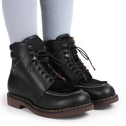 Davos Boots + welted leather Derbies + Black natural cow