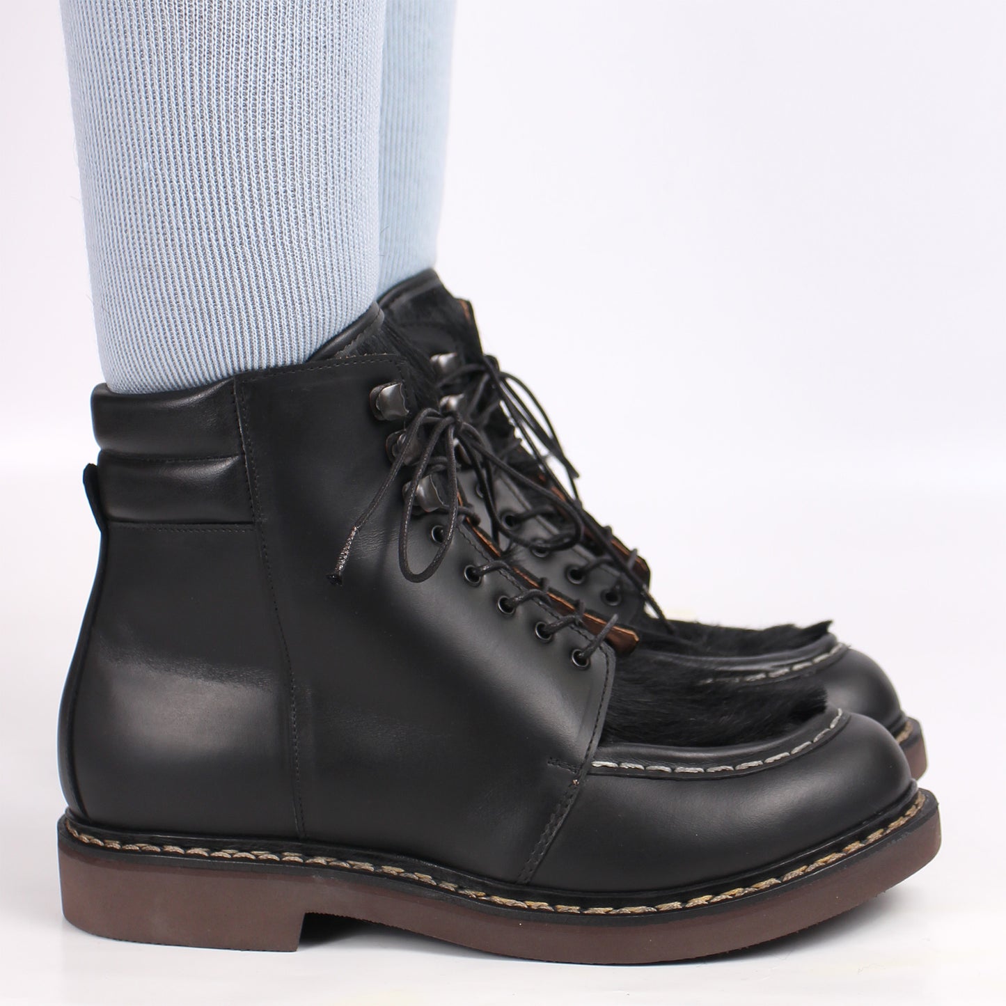 Davos Boots + welted leather Derbies + Black natural cow