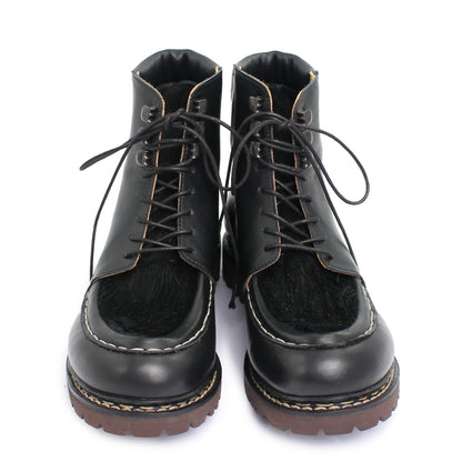 Davos Boots + welted leather Derbies + Black natural cow