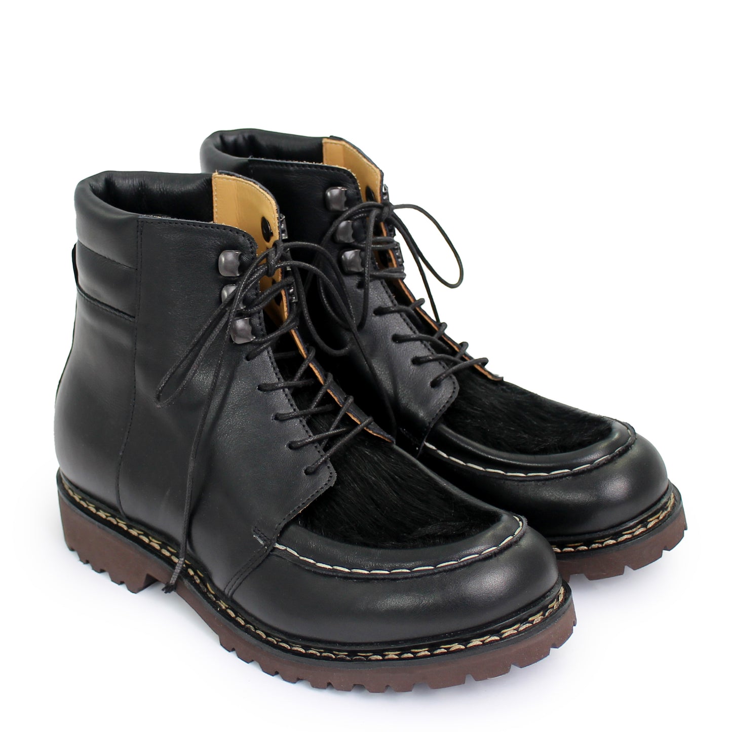 Davos Boots + welted leather Derbies + Black natural cow