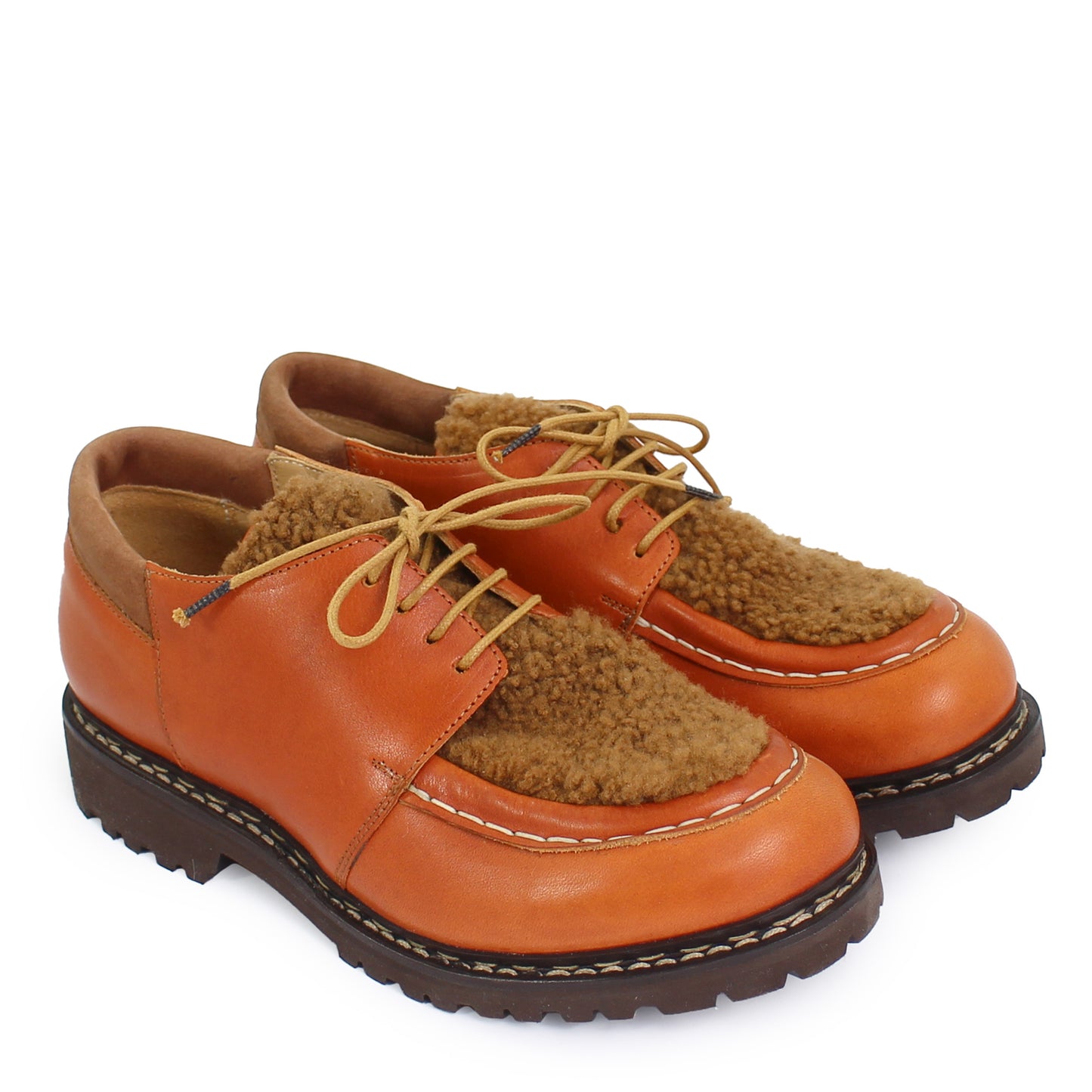 Davos Shoes + welted leather Derbies + warm brown/ teddy
