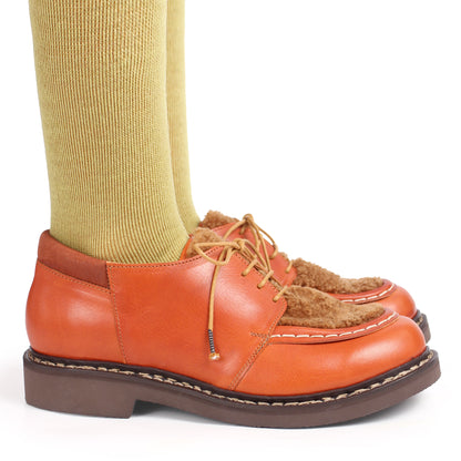 Davos Shoes + welted leather Derbies + warm brown/ teddy