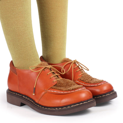 Davos Shoes + welted leather Derbies + warm brown/ teddy