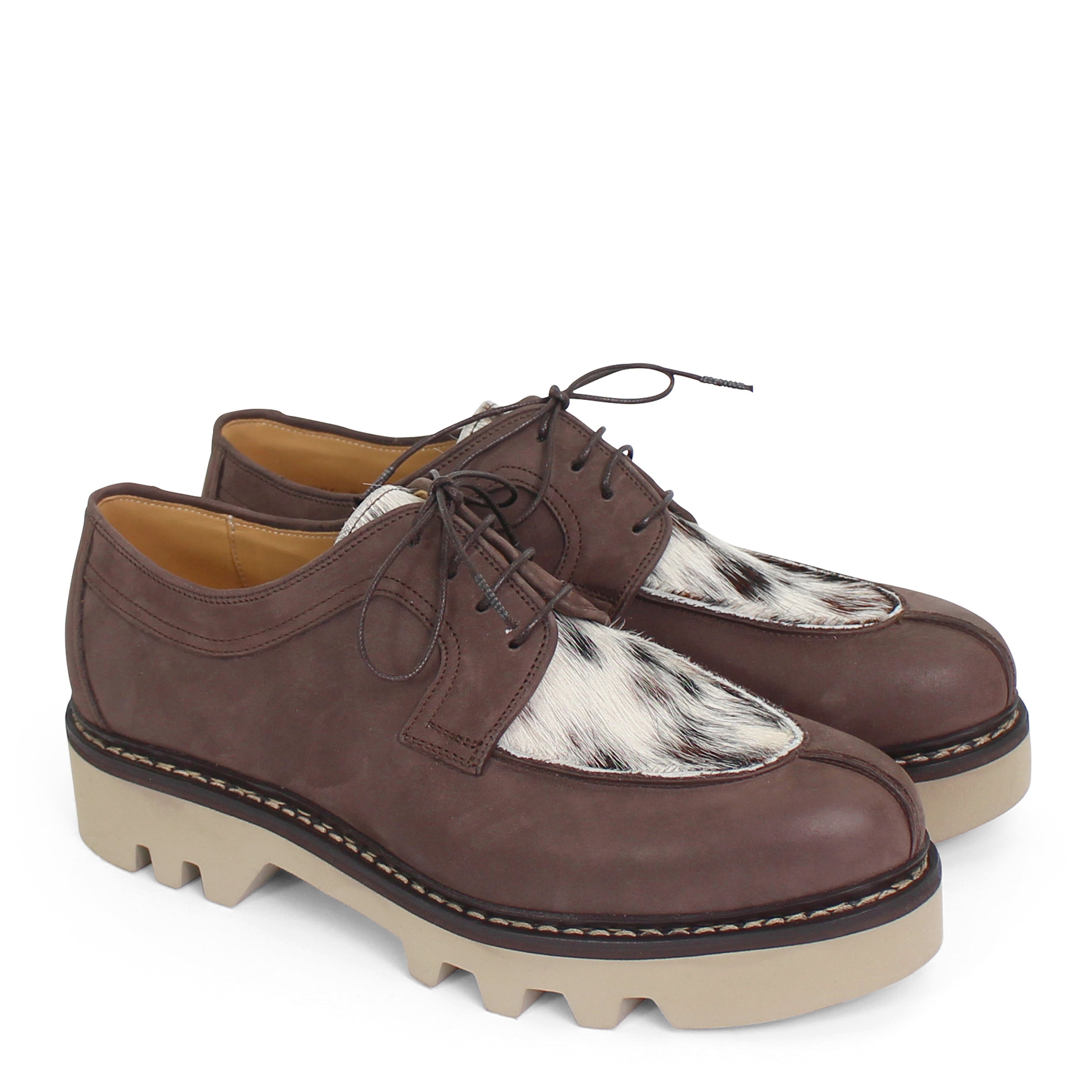 Delemont 11 Mucca + Norwegian Welted Lace-up Leather Shoes + Brown Multi