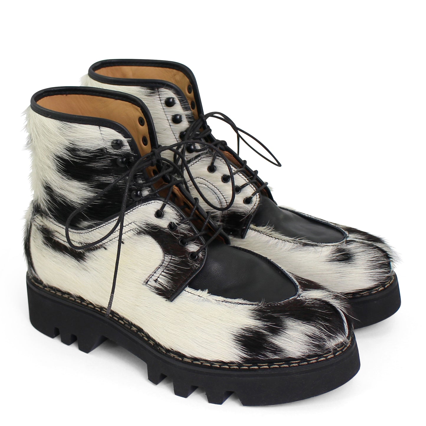 Delemont Boots Mucca + Norwegian Welted natural Leather Boots + Black White