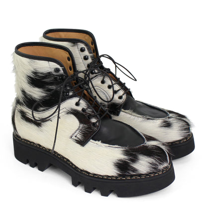 Delemont Boots Mucca + Norwegian Welted natural Leather Boots + Black White