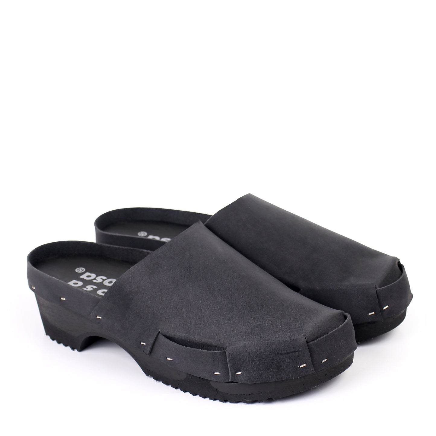 DONAU + Leather Clogs + All Black