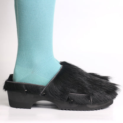 DONAU + Leather Clogs + Black natural cow leather