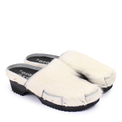 DONAU + Leather Clogs + Black White natural cow leather