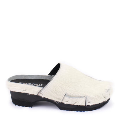 DONAU + Leather Clogs + Black White natural cow leather