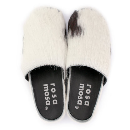 DONAU + Leather Clogs + Black White natural cow leather