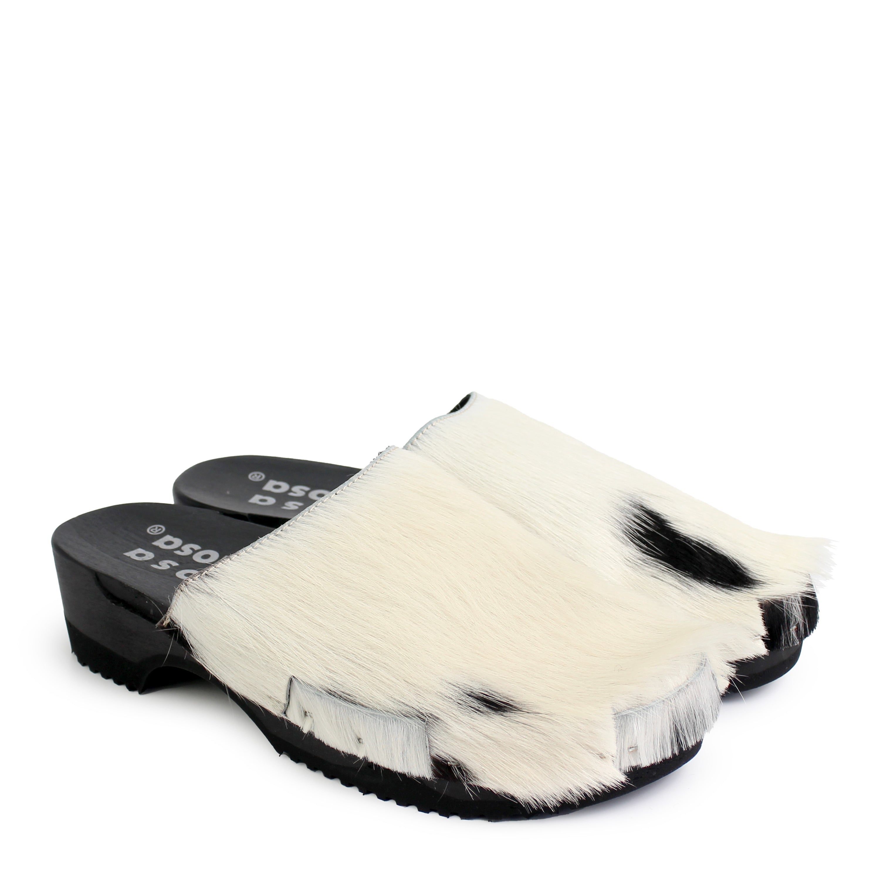 DONAU SIMPLE + Leather Clogs + Black and White natural cow leather