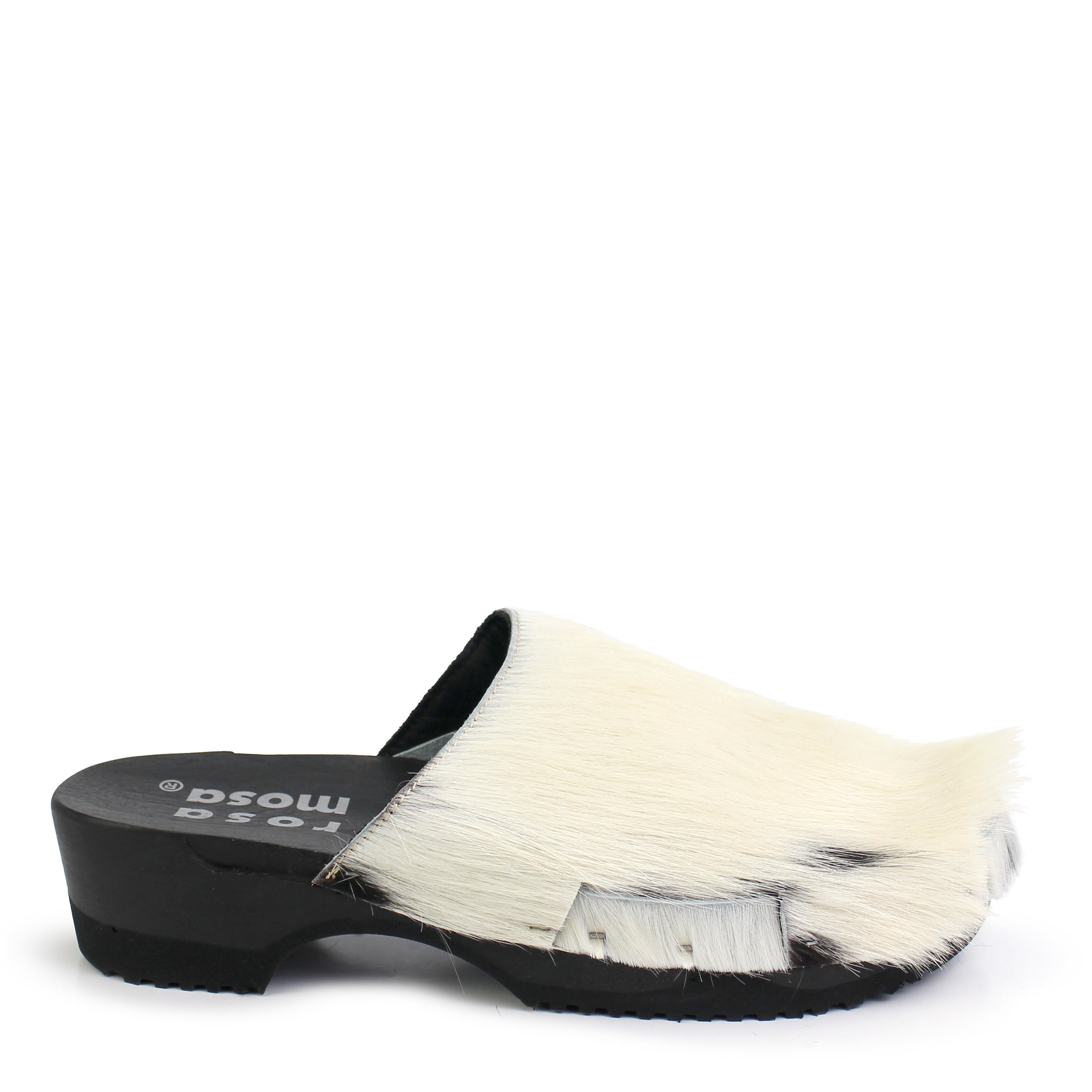DONAU SIMPLE + Leather Clogs + Black and White natural cow leather