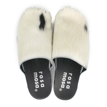 DONAU SIMPLE + Leather Clogs + Black and White natural cow leather