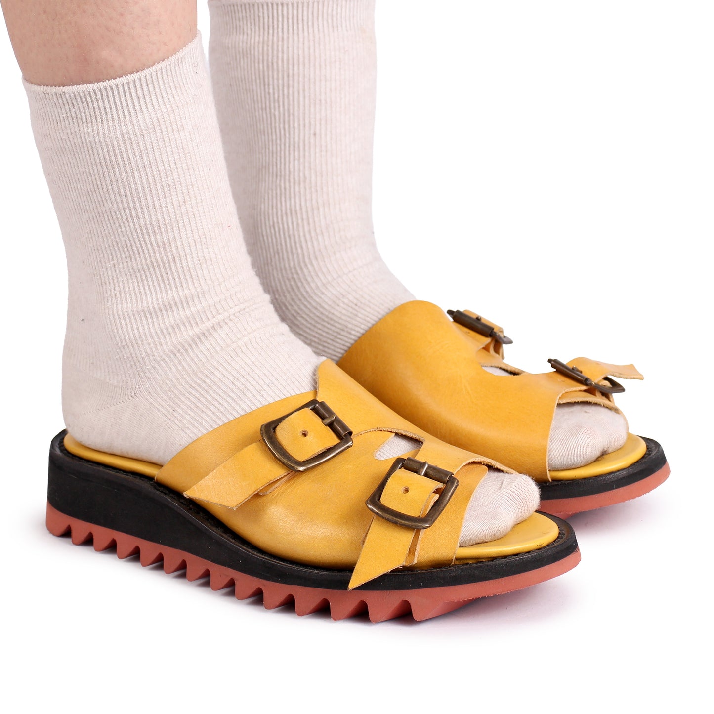 FIBA + Leather Goodyear Welted Sandals + Yellow