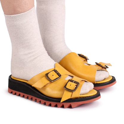 FIBA + Leather Goodyear Welted Sandals + Yellow
