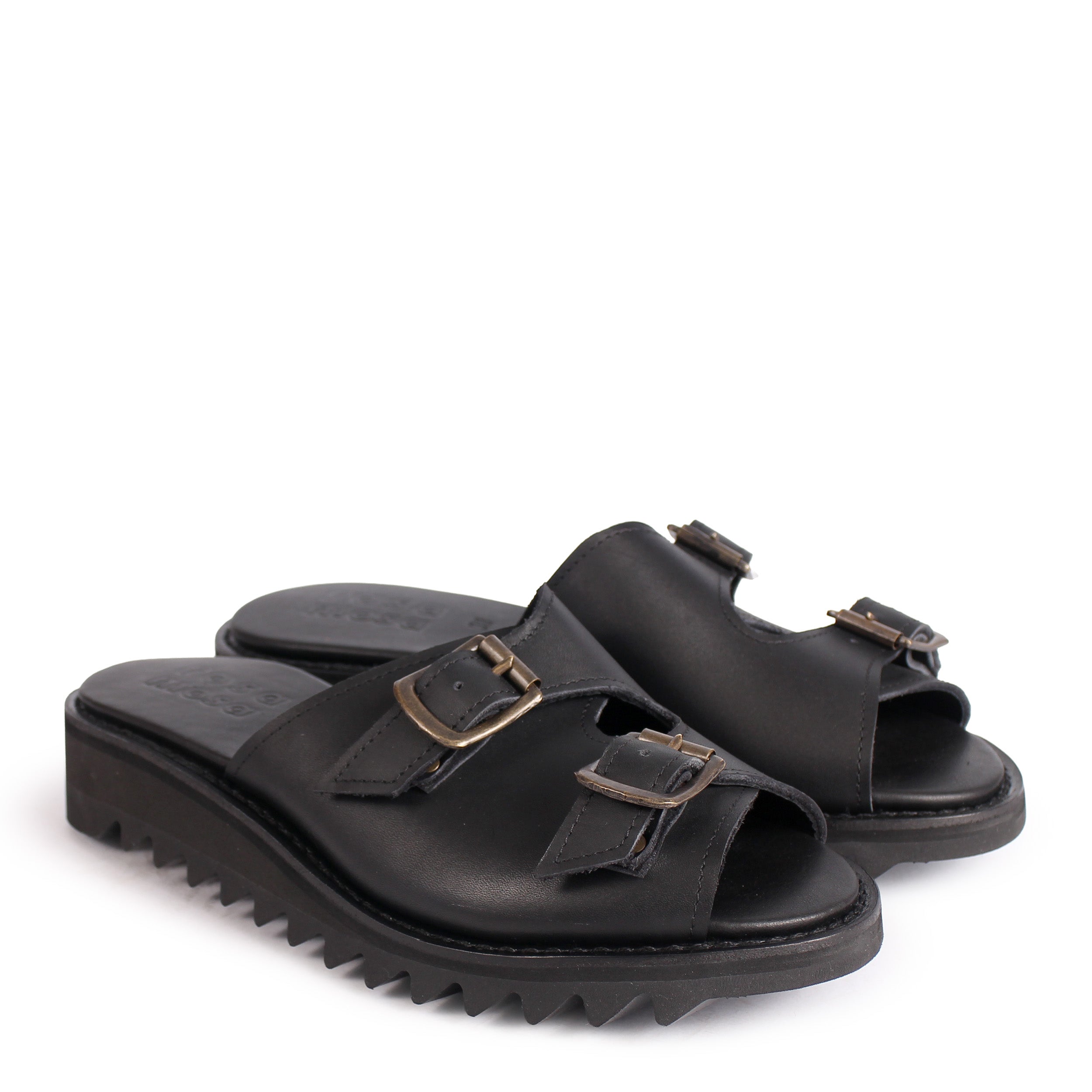 FIBA + Leather Goodyear Welted Sandals + Black