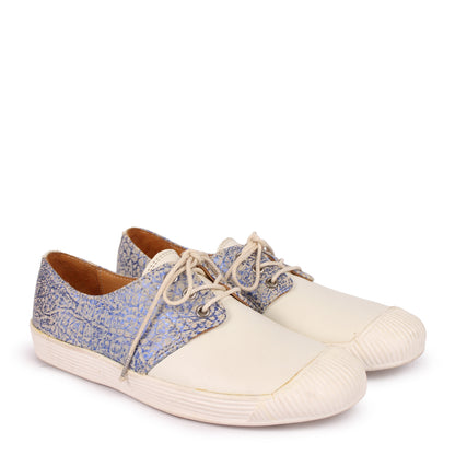FRITZA + Leather Low Sneakers + Blu Shine