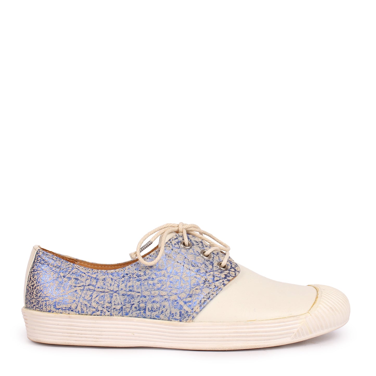 FRITZA + Leather Low Sneakers + Blu Shine