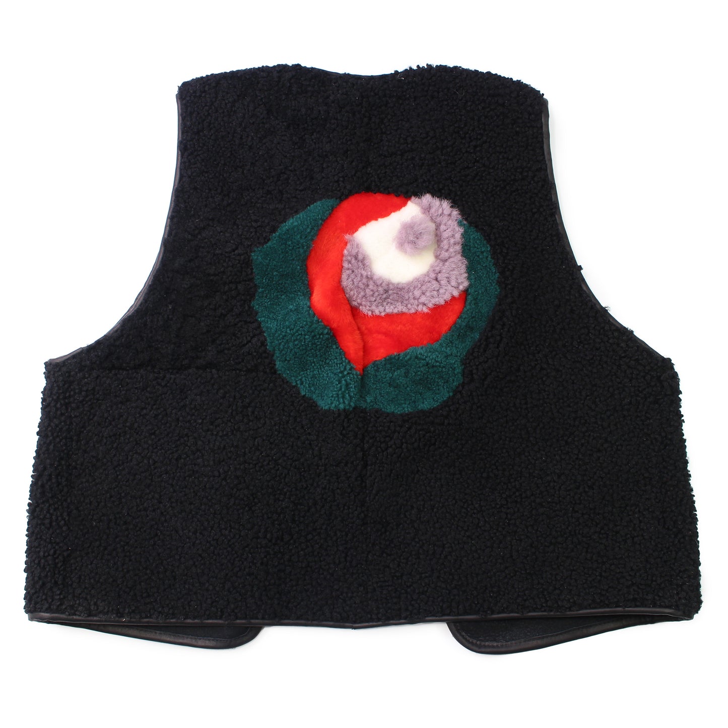 Gilet Vest PATCHWORK ROSE + Reversible Shearling Vest + Black