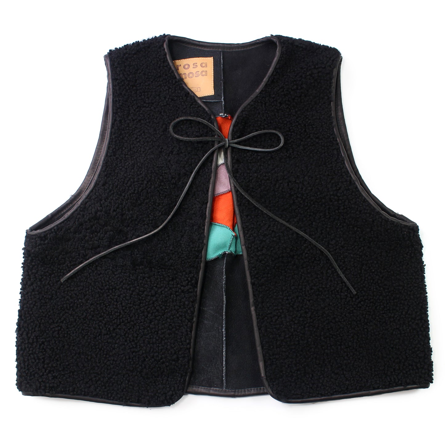 Gilet Vest PATCHWORK ROSE + Reversible Shearling Vest + Black