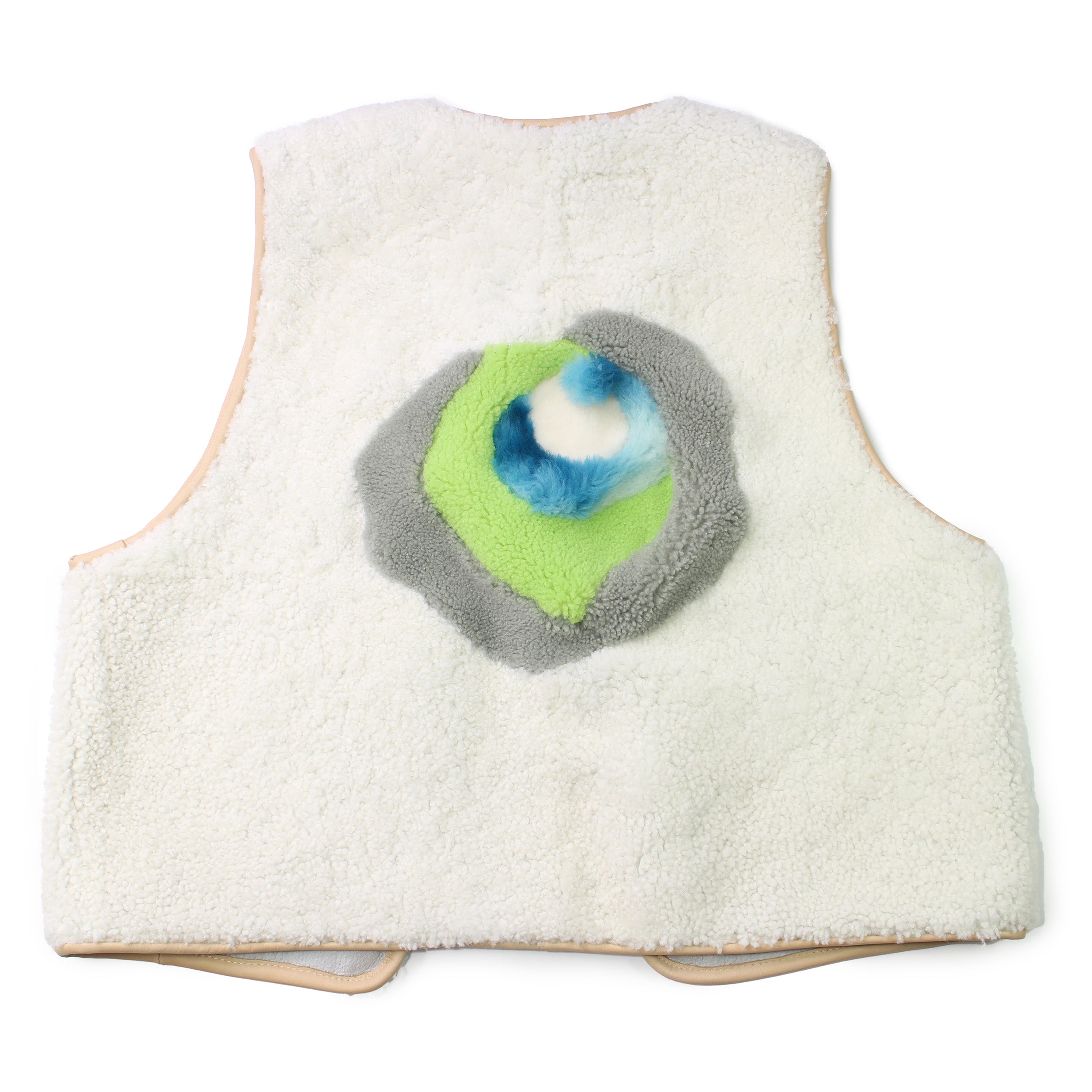 Gilet Vest PATCHWORK ROSE + Reversible Shearling Vest + Off White