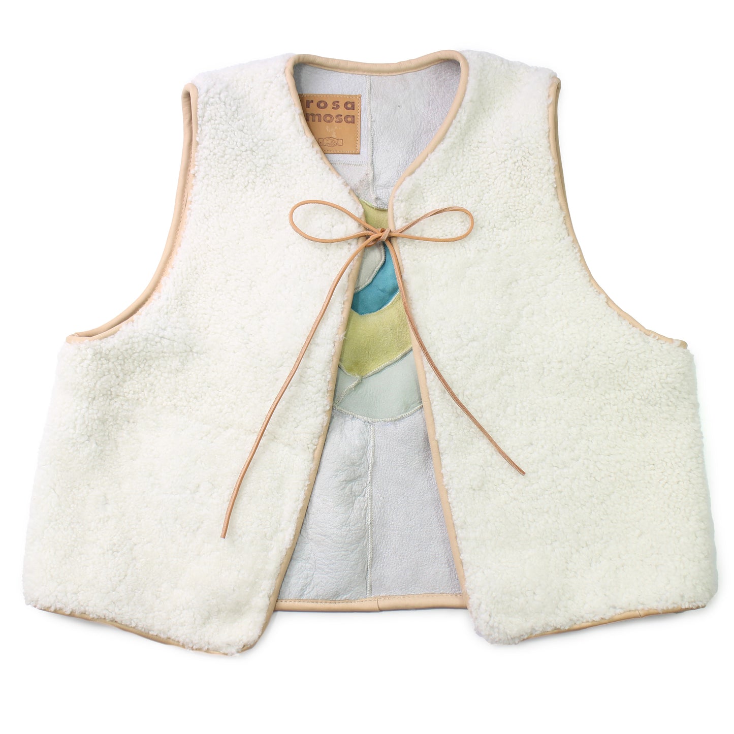 Gilet Vest PATCHWORK ROSE + Reversible Shearling Vest + Off White