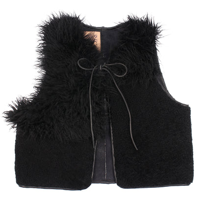 Gilet Vest PATCHWORK + Reversible Shearling Vest + Curly Long Black