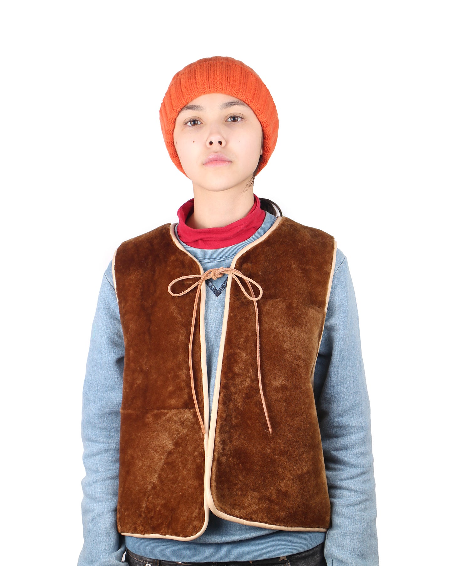 Gilet Vest ERIS + Reversible Shearling Vest + Double Cuoio
