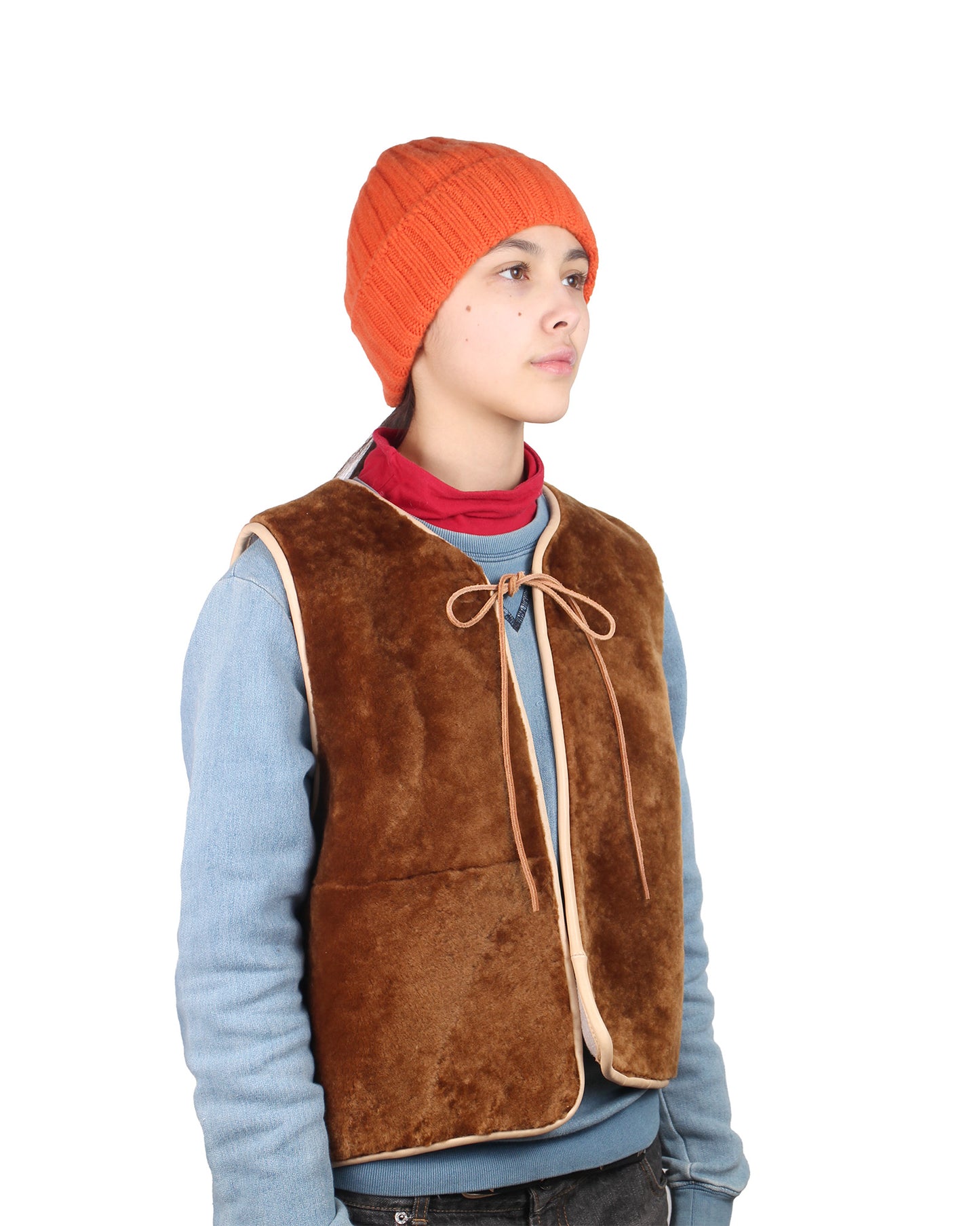 Gilet Vest ERIS + Reversible Shearling Vest + Double Cuoio