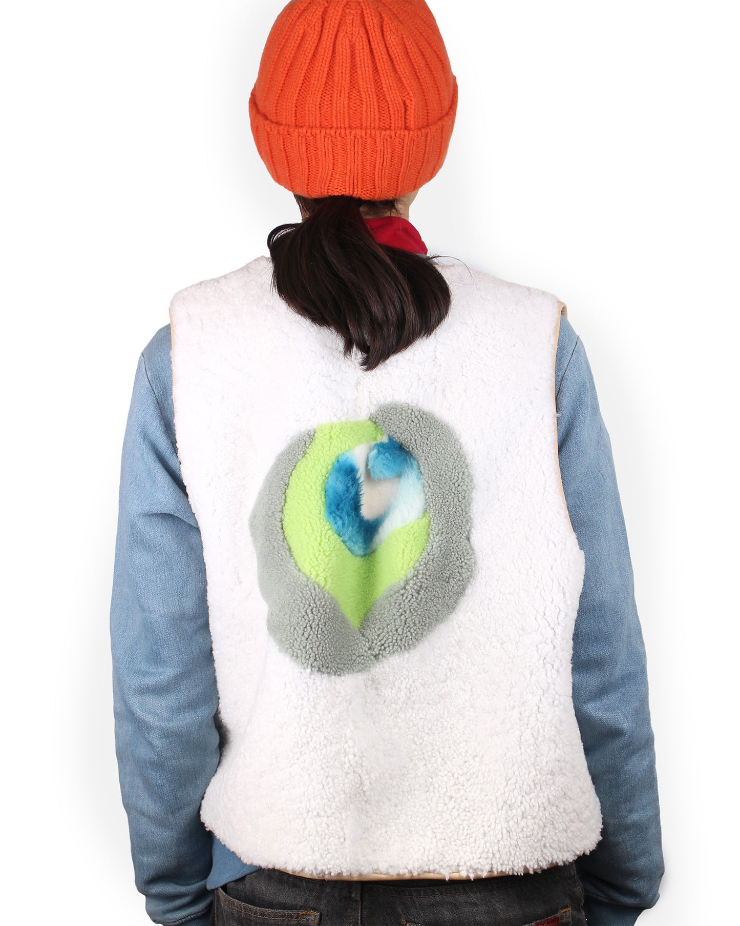 Gilet Vest PATCHWORK ROSE + Reversible Shearling Vest + Off White